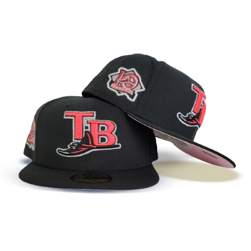 New Era Tampa Bay Rays fitted hat black, pink colorway - Tampa Bay Rays Fitted Gets Pink Bottom Treatment with 10th Season Patch
