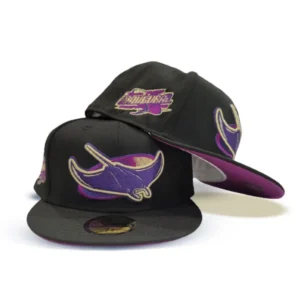 New Era Tampa Bay Rays fitted hat black, purple colorway - 1998 Inaugural Season Fitted: New Era Drops Tampa Bay Rays Black and Purple Tribute