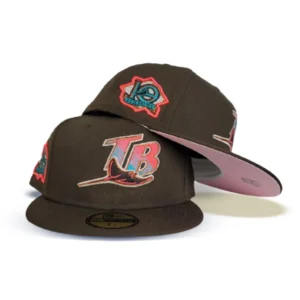 New Era Tampa Bay Rays fitted hat pink, brown colorway - Rays Fitted Gets Sweet Pink Bottom Treatment with 10th Season Patch