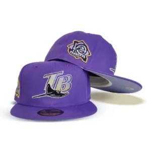 New Era Tampa Bay Rays fitted hat purple colorway - Tampa Bay Rays Drop Purple Fitted with 10th Season Patch