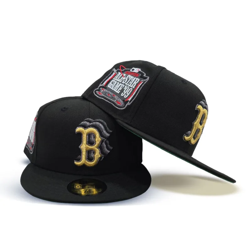 New Era Boston Red Sox fitted hat black, gray, red, green colorway - 1999 All-Star Game Fitted: New Era Drops Black Red Sox Fenway Park Tribute