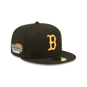 New Era Boston Red Sox fitted hat black, red, orange colorway - Curse Breaker Fitted: New Era’s Black Red Sox 2004 World Series Championship Tribute