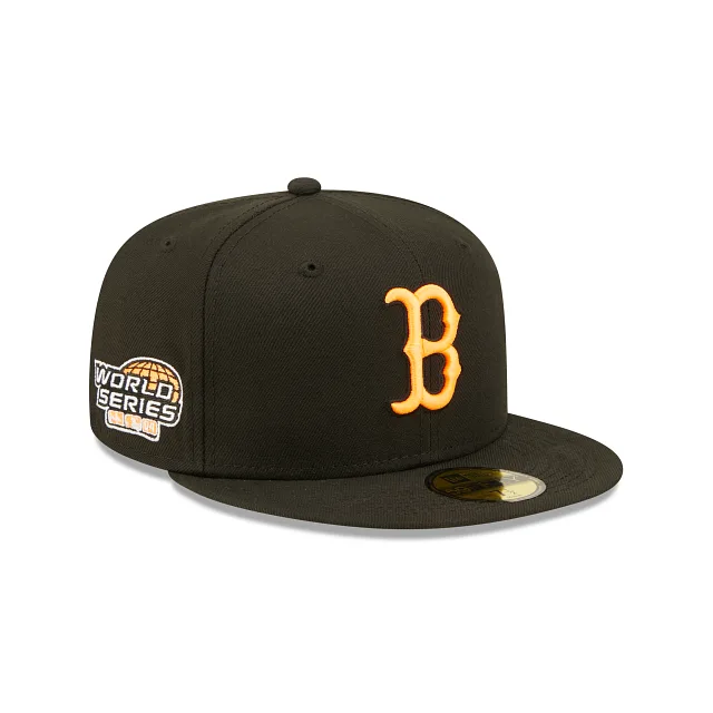 New Era Boston Red Sox fitted hat black, red, orange colorway - Curse Breaker Fitted: New Era’s Black Red Sox 2004 World Series Championship Tribute
