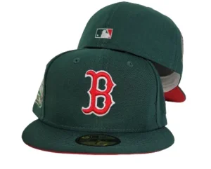 New Era Boston Red Sox fitted hat red, green colorway - 1999 All-Star Fitted: New Era Drops Dark Green Red Sox Tribute with Red Bottom