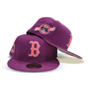New Era Boston Red Sox fitted hat red, pink, purple colorway - New Era Drops Bold Red Sox Fitted with Grape Purple Crown and Fenway Park Patch