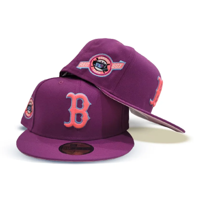 New Era Boston Red Sox fitted hat red, pink, purple colorway - New Era Drops Bold Red Sox Fitted with Grape Purple Crown and Fenway Park Patch