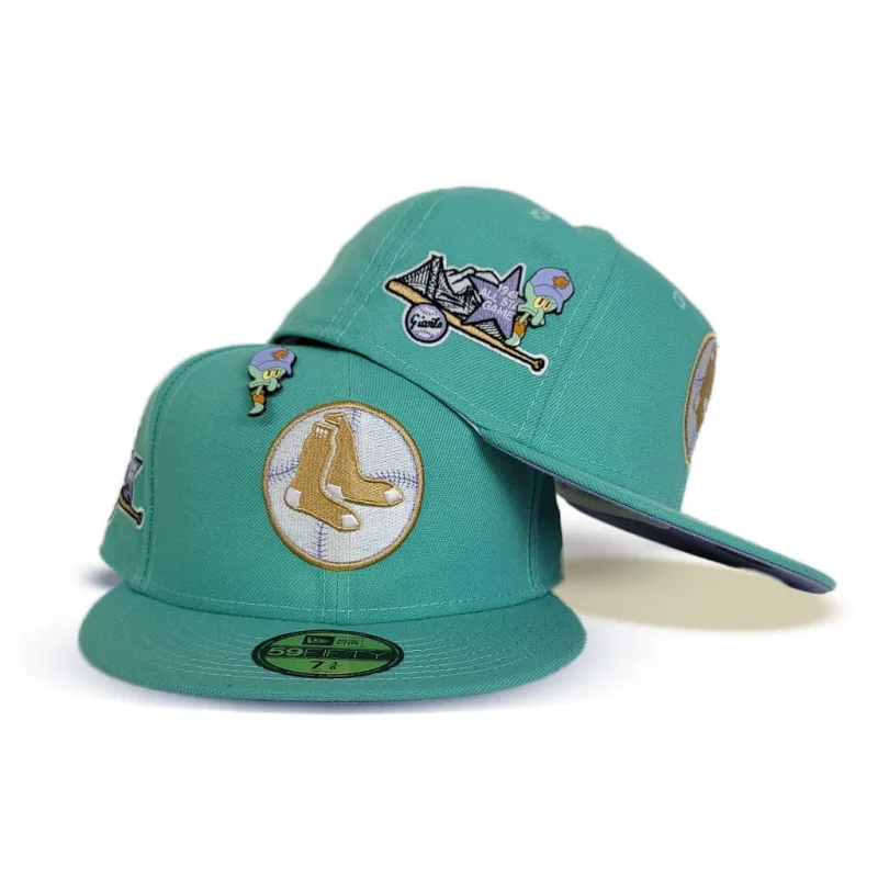 New Era Boston Red Sox fitted hat red, teal colorway - 1961 All-Star Game Fitted: New Era’s “Squidward” Red Sox Drop Celebrates Baseball’s Golden Era