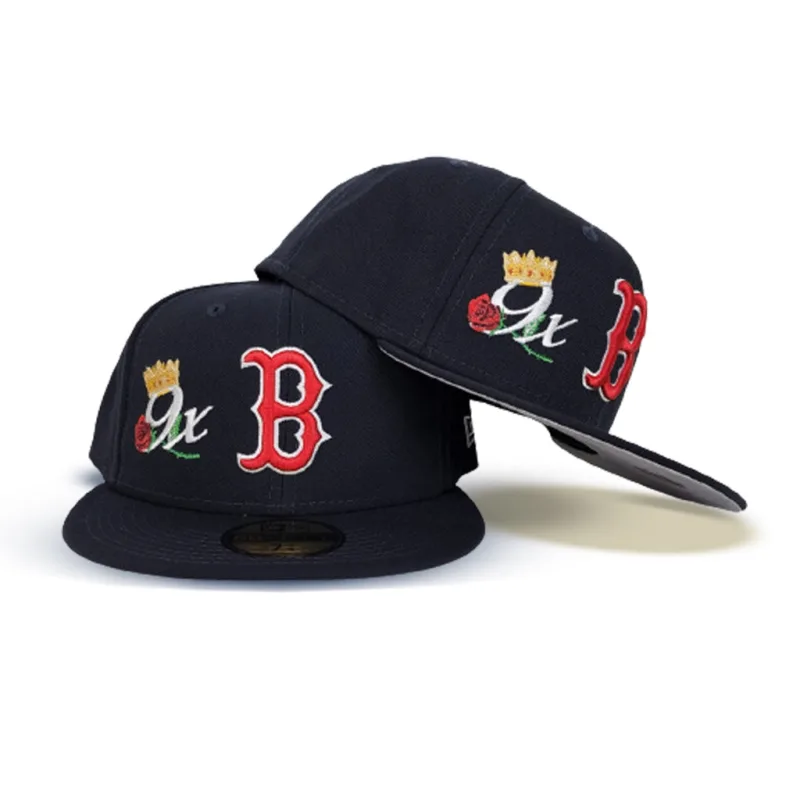 New Era Boston Red Sox fitted hat navy, red, blue colorway - Red Sox Drop Championship Fitted Celebrating 9 World Series Titles