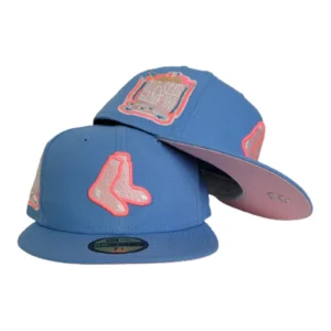 New Era Boston Red Sox fitted hat red, blue, pink colorway - 1999 All-Star Game Fitted: New Era Drops Sky Blue Red Sox Tribute with Pink Bottom