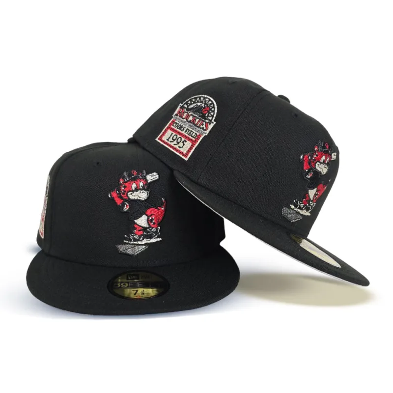 New Era Colorado Rockies fitted hat black, gray, red colorway - Colorado Rockies Fitted Gets the Coors Field Treatment with 1995 Side Patch