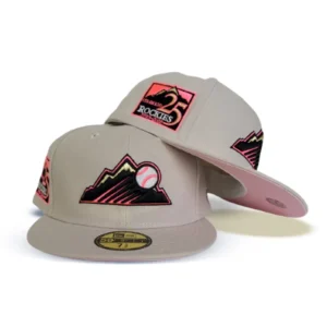 New Era Colorado Rockies fitted hat pink, cream colorway - 25th Anniversary Fitted: New Era Celebrates Colorado Rockies Silver Jubilee with Cream and Pink Beauty