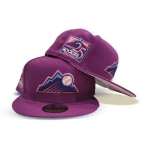 New Era Colorado Rockies fitted hat pink, purple colorway - 25th Anniversary Fitted: New Era Honors Rockies Quarter Century with Grape Purple Stunner
