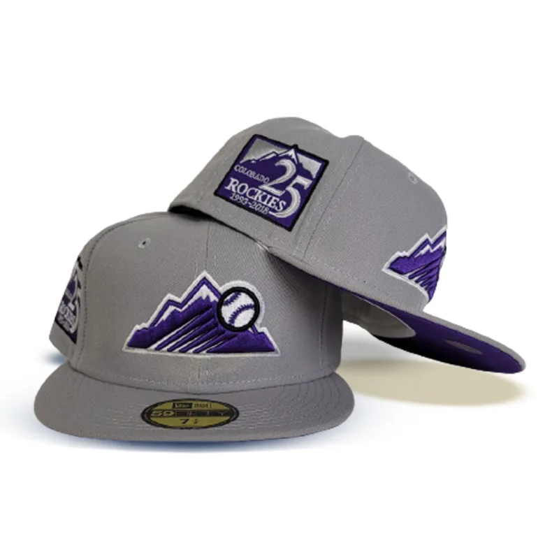 New Era Colorado Rockies fitted hat gray, purple colorway - Colorado Rockies 25th Anniversary Fitted: New Era Celebrates a Quarter Century of Mile High Baseball
