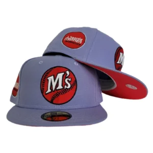 New Era Seattle Mariners fitted hat red, purple, infrared colorway - Seattle Mariners Get a Bold Purple Fitted with Infrared Accents