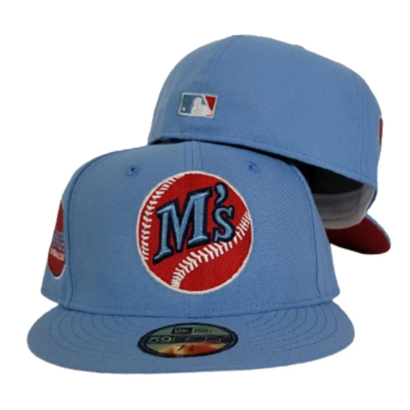 New Era Seattle Mariners fitted hat red, blue colorway - Seattle Mariners Get Fresh Sky Blue Fitted with Red Bottom Vibes
