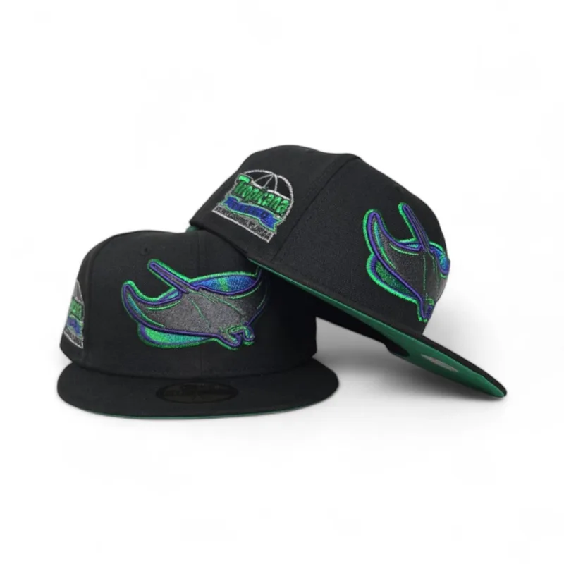 New Era Tampa Bay Rays fitted hat black, green colorway - Tampa Bay Rays Fitted Gets Fresh Green Bottom Treatment