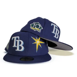 New Era Tampa Bay Rays fitted hat navy, grey, blue colorway - Tampa Bay Rays Fitted Gets Team Patch Treatment in Navy Blue