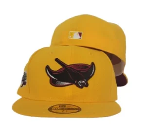 New Era Tampa Bay Rays fitted hat yellow, burgundy colorway - 1998 Inaugural Season Fitted: New Era Drops Tampa Bay Rays Yellow and Burgundy Throwback