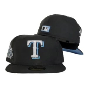 New Era New York Rangers fitted hat black, blue colorway - 1985 All-Star Game Fitted: New Era Drops Texas Rangers Black Icy Blue Tribute