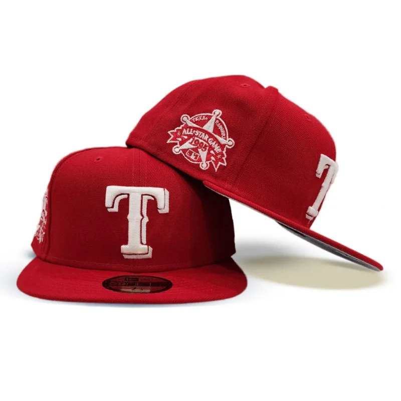 New Era New York Rangers fitted hat gray, red colorway - 1995 All-Star Game Fitted: New Era Drops Texas Rangers Gray Bottom Commemorative 59FIFTY