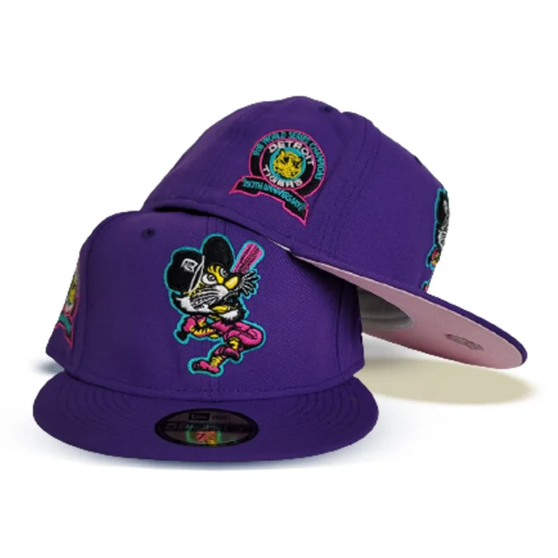 New Era Detroit Tigers fitted hat pink, purple colorway - 1968 World Series Fitted: New Era Drops Tigers Championship Tribute in Purple and Pink