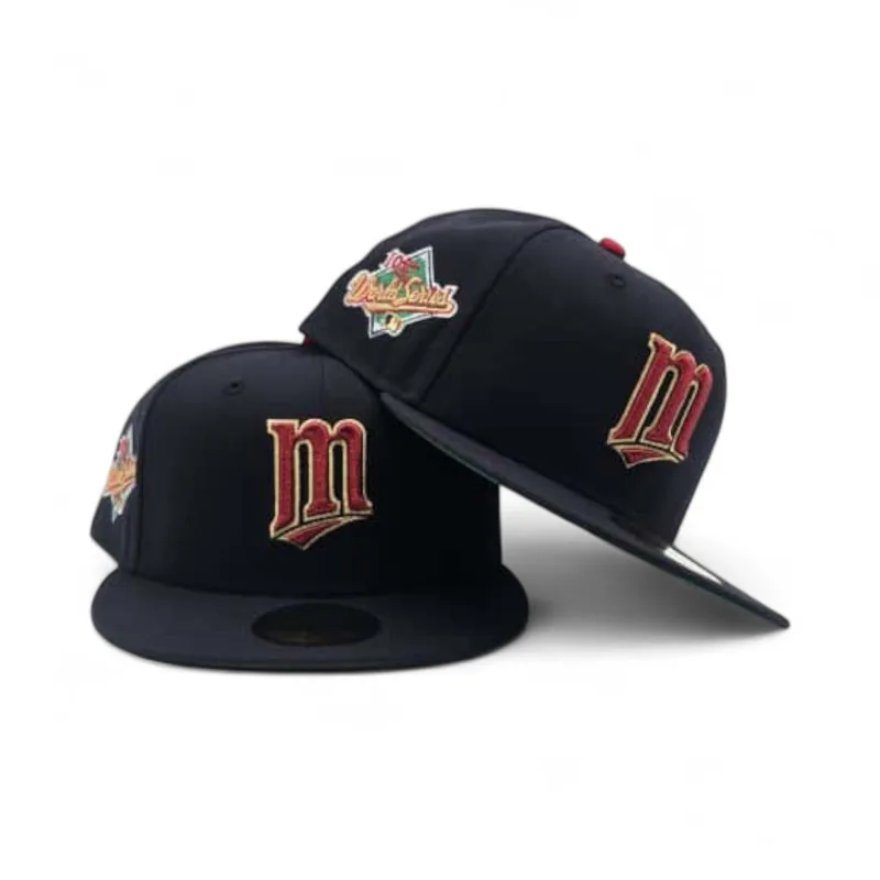 New Era Minnesota Twins fitted hat navy, blue, green colorway - 1987 World Series Fitted: New Era Drops Navy Blue Twins Championship Tribute