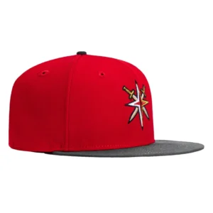 New Era Vegas Golden Knights fitted hat Red, Graphite colorway - New Era Drops Sharp Vegas Golden Knights Fitted in Red and Graphite