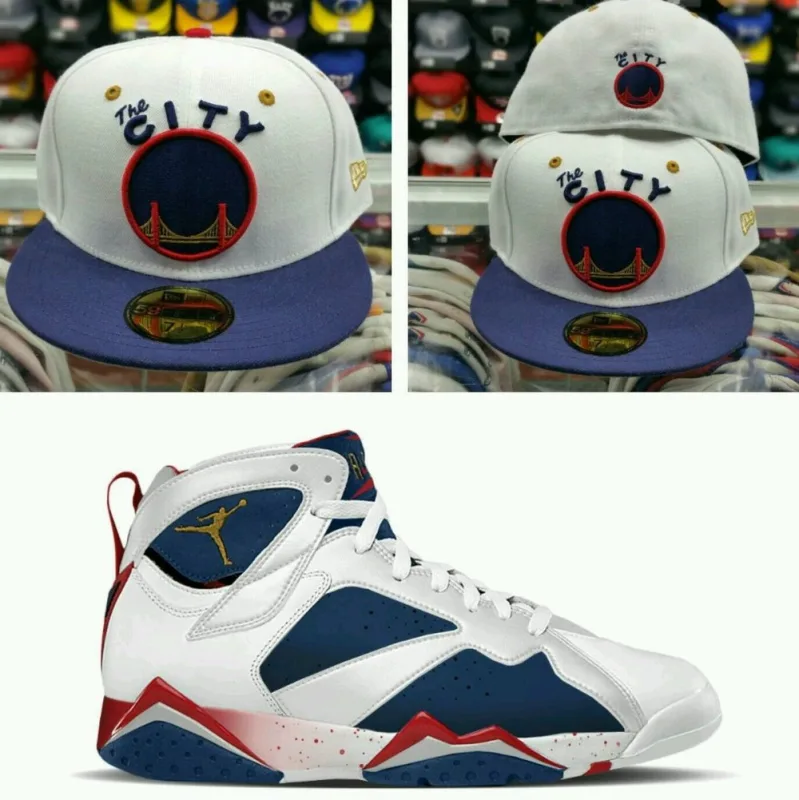 New Era Golden State Warriors fitted hat - New Era Warriors Fitted Matches Jordan 7 Olympic Tinker Alternate Perfectly