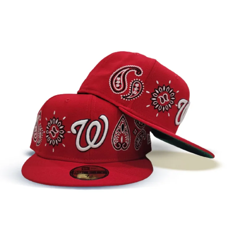New Era Washington Nationals fitted hat red, green colorway - New Era Drops Bold Washington Nationals Fitted with Paisley Elements Design