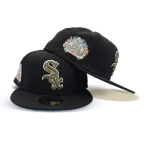 New Era Chicago White Sox fitted hat black, white, green, tan colorway - White Sox Drop Fire Botanical Fitted with 2005 World Champions Patch