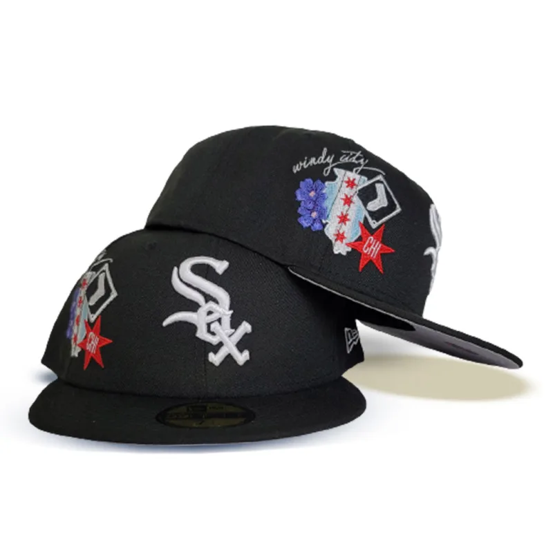 New Era Chicago White Sox fitted hat black, white, gray colorway - New Era Drops Clean White Sox Fitted with City Patch Detail