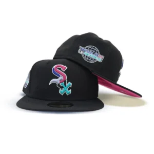 New Era Chicago White Sox fitted hat black, white, pink colorway - 2005 World Series Fitted: New Era Drops White Sox Championship Tribute with Fusion Pink Bottom