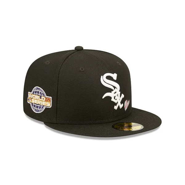 New Era Chicago White Sox fitted hat black, white, gray colorway - 2005 World Series Fitted: New Era Drops White Sox Championship Tribute with Team Heart Detail