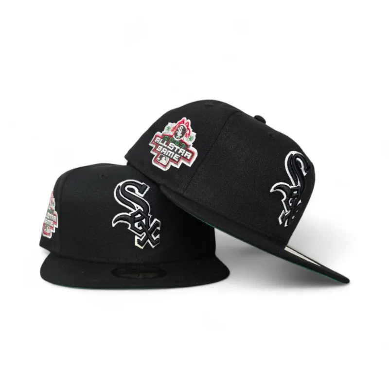 New Era Chicago White Sox fitted hat black, white, green colorway - 2003 All-Star Game Fitted: New Era Drops White Sox Tribute with Green Bottom Twist