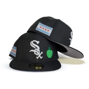 New Era Chicago White Sox fitted hat black, white, grey colorway - New Era Drops Clean White Sox Fitted with Chicago Flag Side Patch