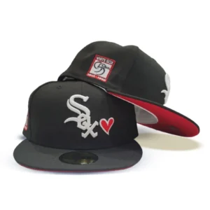 New Era Chicago White Sox fitted hat black, white, red colorway - 95th Anniversary Fitted: New Era Honors White Sox Legacy with Black Heart Design