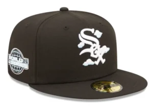 New Era Chicago White Sox fitted hat black, white, blue colorway - 2005 World Series Fitted: New Era’s Black White Sox Championship Comic Cloud Drop