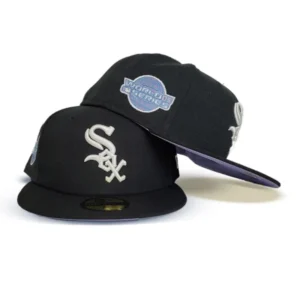 New Era Chicago White Sox fitted hat black, white colorway - 2005 World Series Fitted: New Era Drops White Sox Championship Tribute with Lavender Bottom
