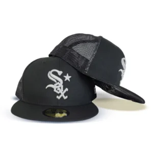 New Era Chicago White Sox fitted hat black, white colorway - New Era Drops Clean Black Mesh White Sox Fitted for Summer