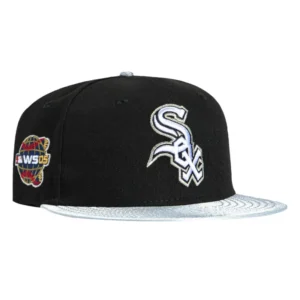 New Era Chicago White Sox fitted hat Black, Metallic Silver colorway - 2005 World Series Fitted: New Era Drops White Sox Championship Tribute in Black Metallic Silver