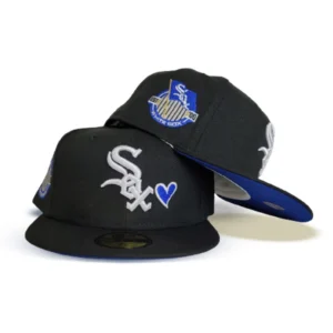 New Era Chicago White Sox fitted hat black, white, blue, royal colorway - Chicago White Sox Fitted Gets Patriotic Upgrade with American Flag Side Patch