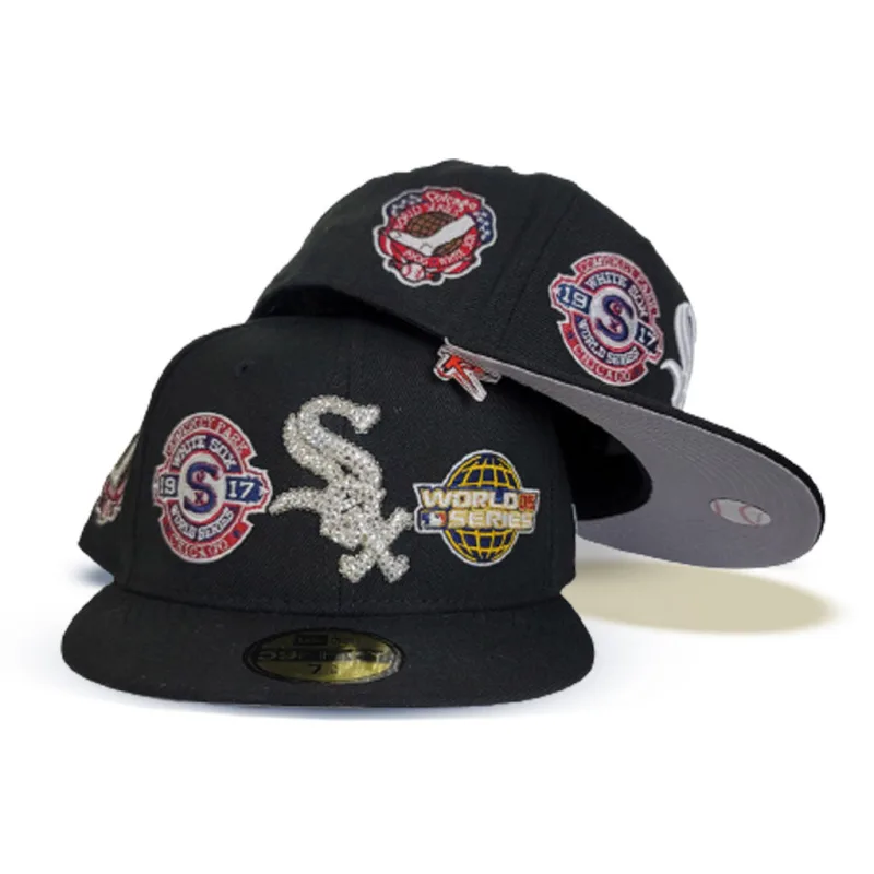 New Era Chicago White Sox fitted hat black, white colorway - New Era Drops Luxurious White Sox Fitted with Swarovski Crystal Detail