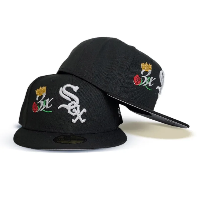 New Era Chicago White Sox fitted hat black, white colorway - New Era Drops Clean White Sox Fitted Celebrating 3X World Series Championships