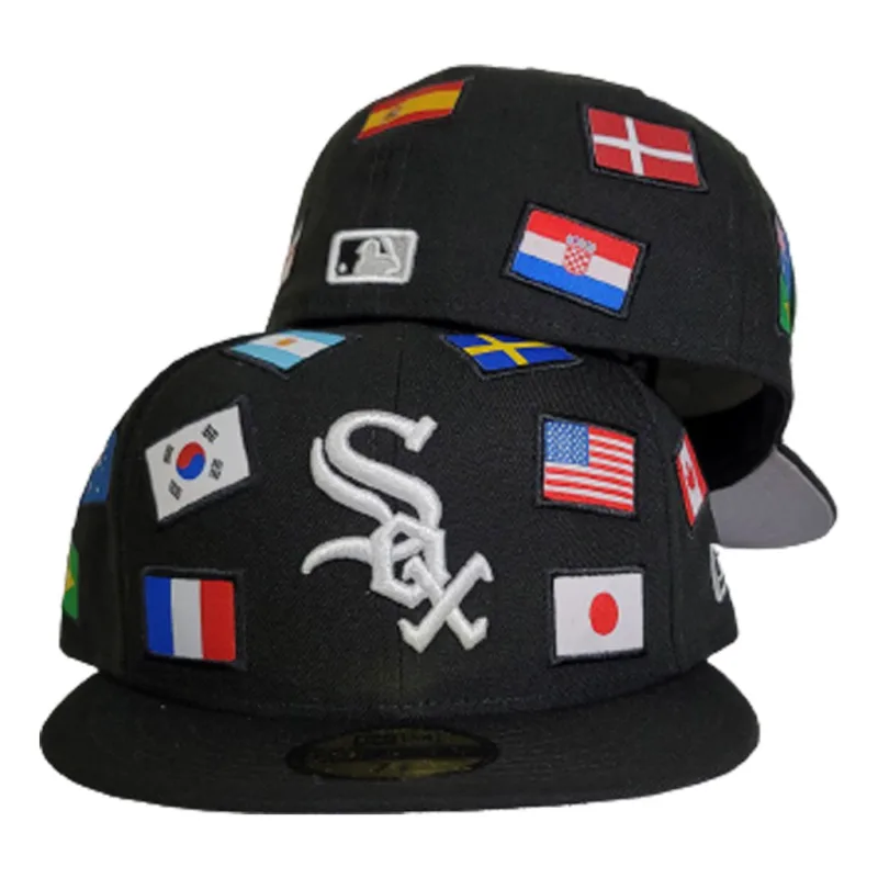 New Era Chicago White Sox fitted hat black, white colorway - New Era Drops Clean White Sox Fitted with All Over Flag Design