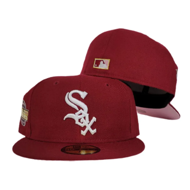 New Era Chicago White Sox fitted hat white, pink, burgundy colorway - 2005 World Series Fitted: New Era Drops White Sox Championship Tribute in Burgundy and Pink