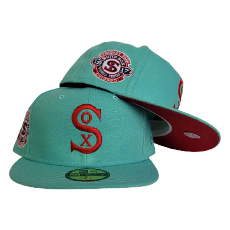 New Era Chicago White Sox fitted hat white, red, green colorway - 1917 World Series Fitted: New Era Drops Mint Green White Sox Championship Tribute