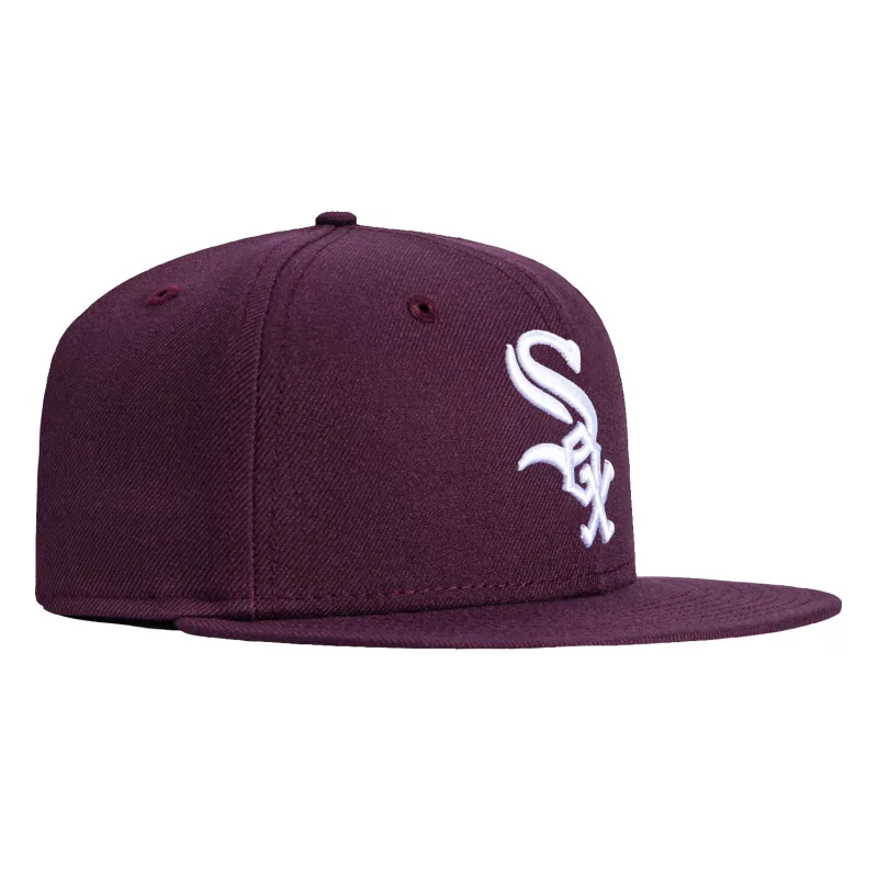 New Era Chicago White Sox fitted hat Plum, White colorway - New Era Drops Clean White Sox Fitted in Plum and White
