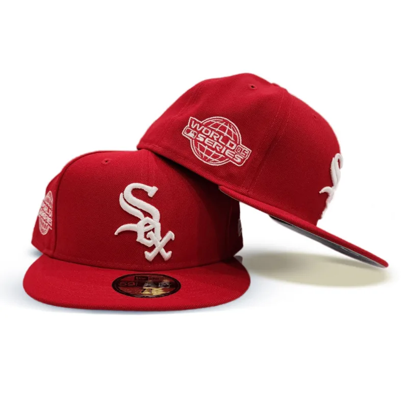 New Era Chicago White Sox fitted hat white, gray, red colorway - 2005 World Series Fitted: New Era Drops White Sox Championship Tribute