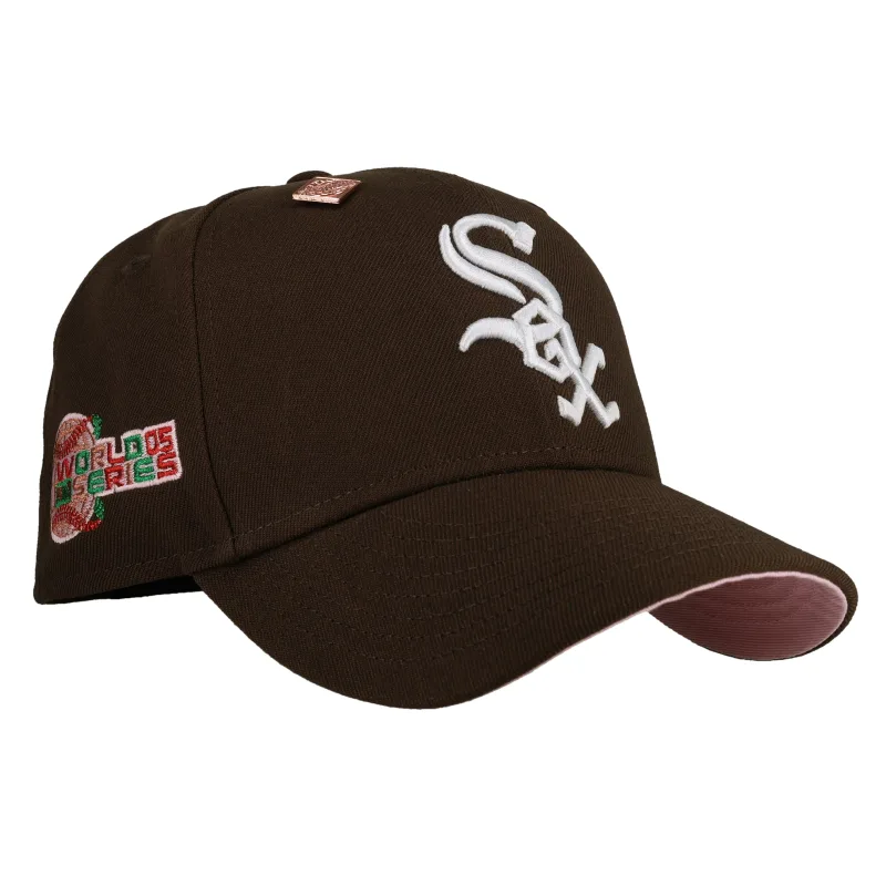 New Era Chicago White Sox fitted hat white, pink, brown, walnut colorway - 2005 World Series Fitted: New Era Drops White Sox Championship Tribute in Walnut Pink