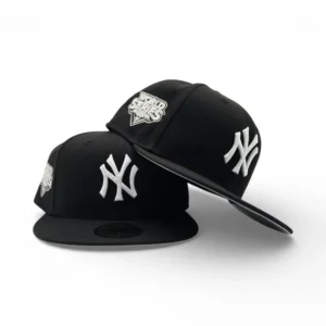 New Era New York Yankees fitted hat black, grey, gray colorway - 2009 World Series Fitted: New Era Drops Yankees Championship Black and Gray 59FIFTY